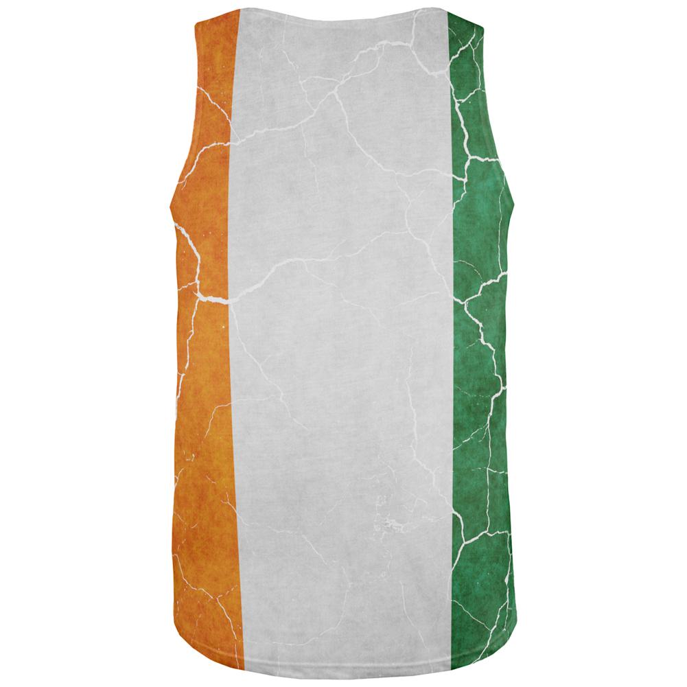 St Patrick's Day Vintage Irish Map Flag Distressed All Over Mens Tank Top Men's Tank Tops Old Glory