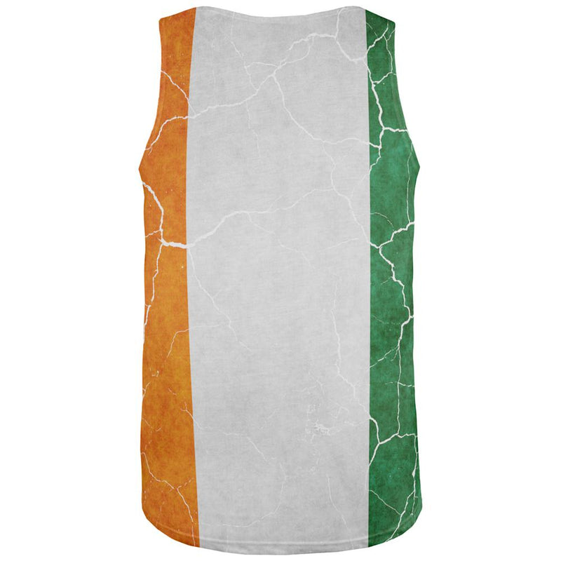 St Patrick's Day Vintage Irish Map Flag Distressed All Over Mens Tank Top Men's Tank Tops Old Glory