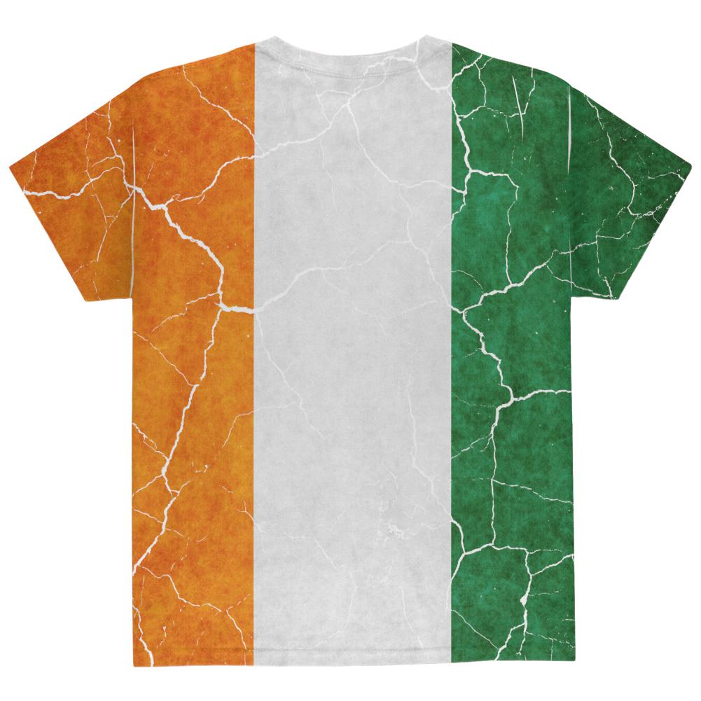 St Patrick's Day Vintage Irish Map Flag Distressed All Over Youth T Shirt Youth T-Shirts Old Glory