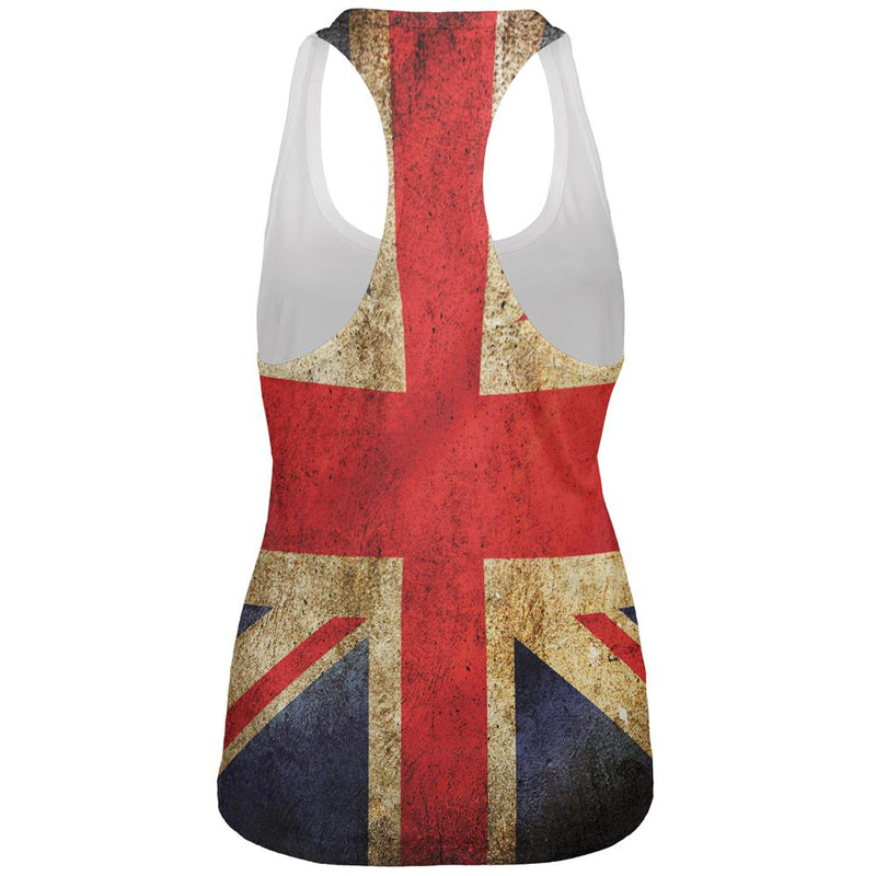 British Flag Union Jack Grunge Distressed All Over Womens Work Out Tank Top Women's Tank Tops Old Glory
