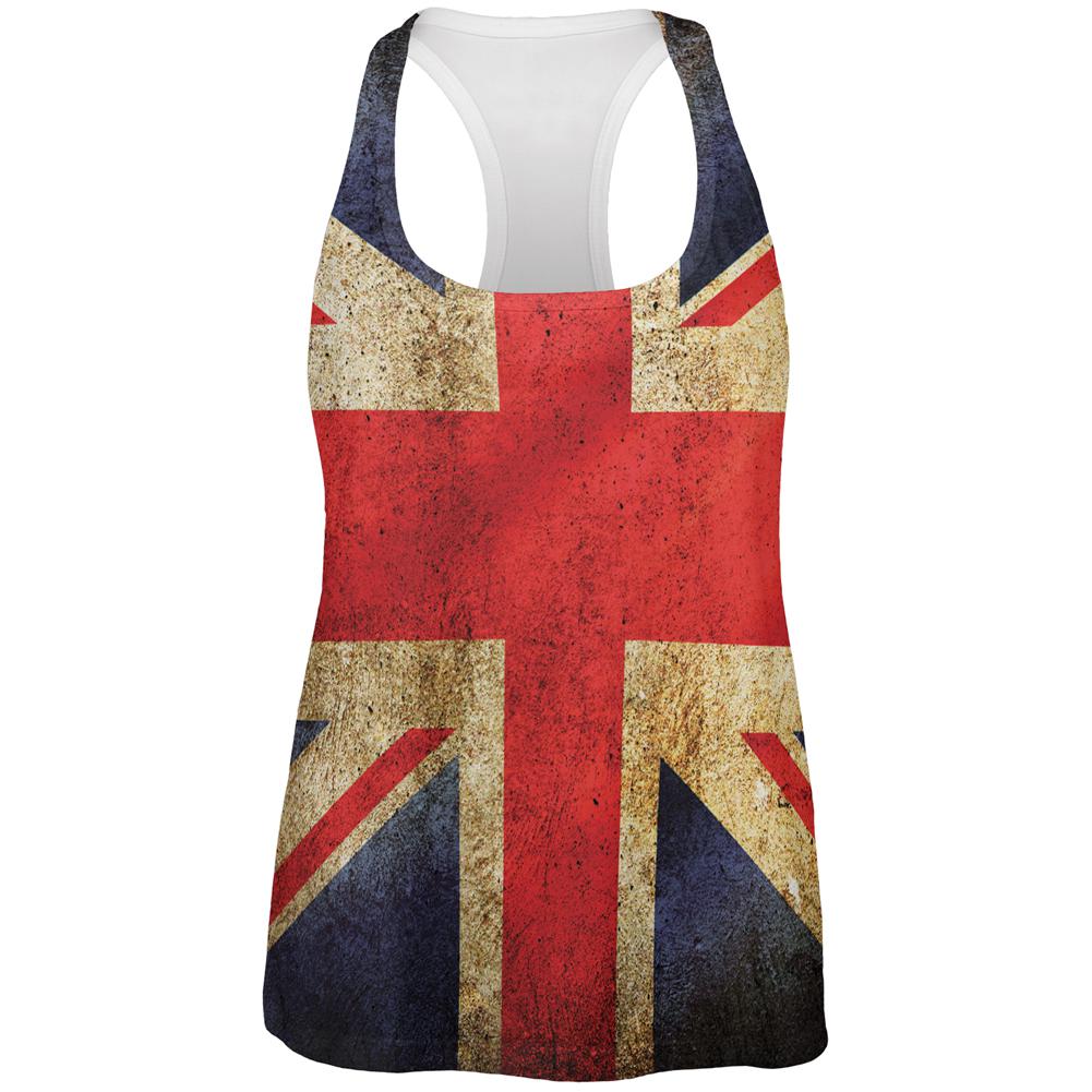 British Flag Union Jack Grunge Distressed All Over Womens Work Out Tank Top Women's Tank Tops Old Glory 2XL Multi