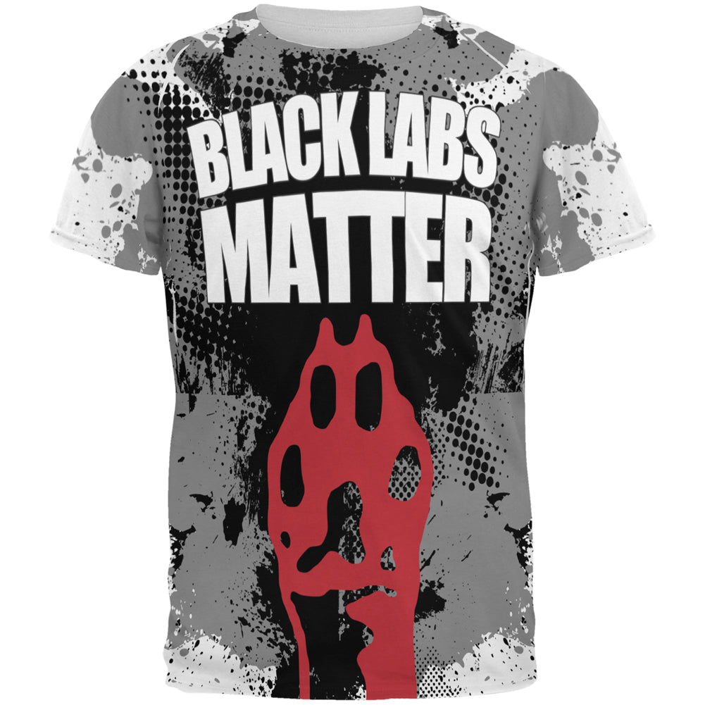 Black Labs Matter Funny Splatter All Over Mens T Shirt Men's T-Shirts Old Glory 2XL Multicoloured