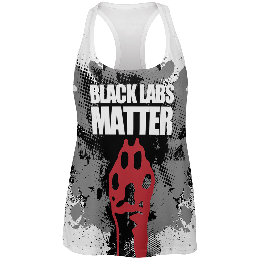 Black Labs Matter Funny Splatter All Over Womens Work Out Tank Top Women's Tank Tops Old Glory 2XL Multicoloured
