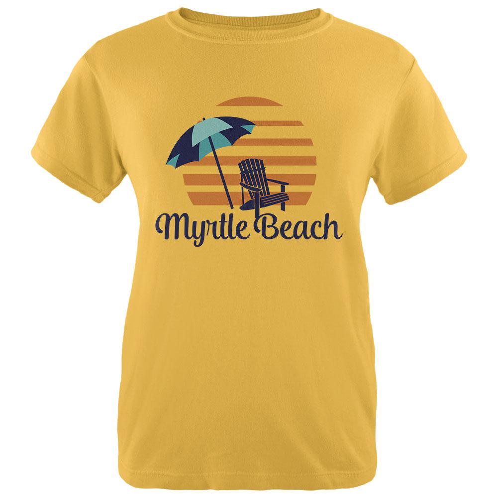 Summer Sun Sunset Myrtle Beach Womens T Shirt Women's T-Shirts Old Glory LG Yellow