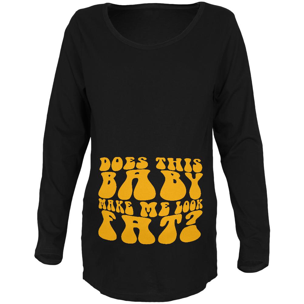 Funny Baby Fat Maternity Soft Long Sleeve T Shirt Maternity Long Sleeve T-Shirts Old Glory 2XL Black