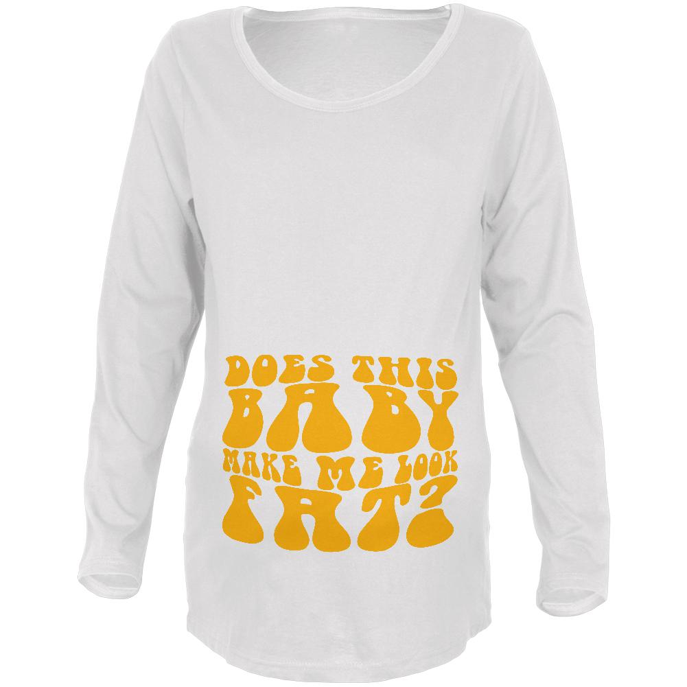 Funny Baby Fat Maternity Soft Long Sleeve T Shirt Maternity Long Sleeve T-Shirts Old Glory 2XL White