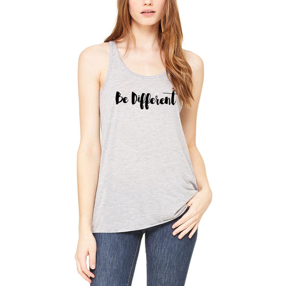 Script Cursive Be Different Womens Flowy Racerback Tank Top Women's Tank Tops Old Glory 2XL Athletic Heather