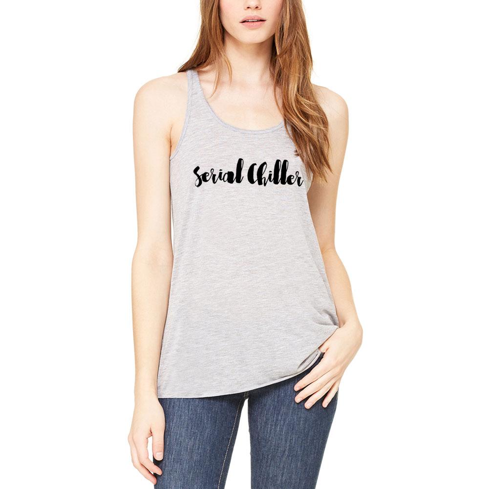Script Cursive Serial Chiller Womens Flowy Racerback Tank Top Women's Tank Tops Old Glory 2XL Athletic Heather