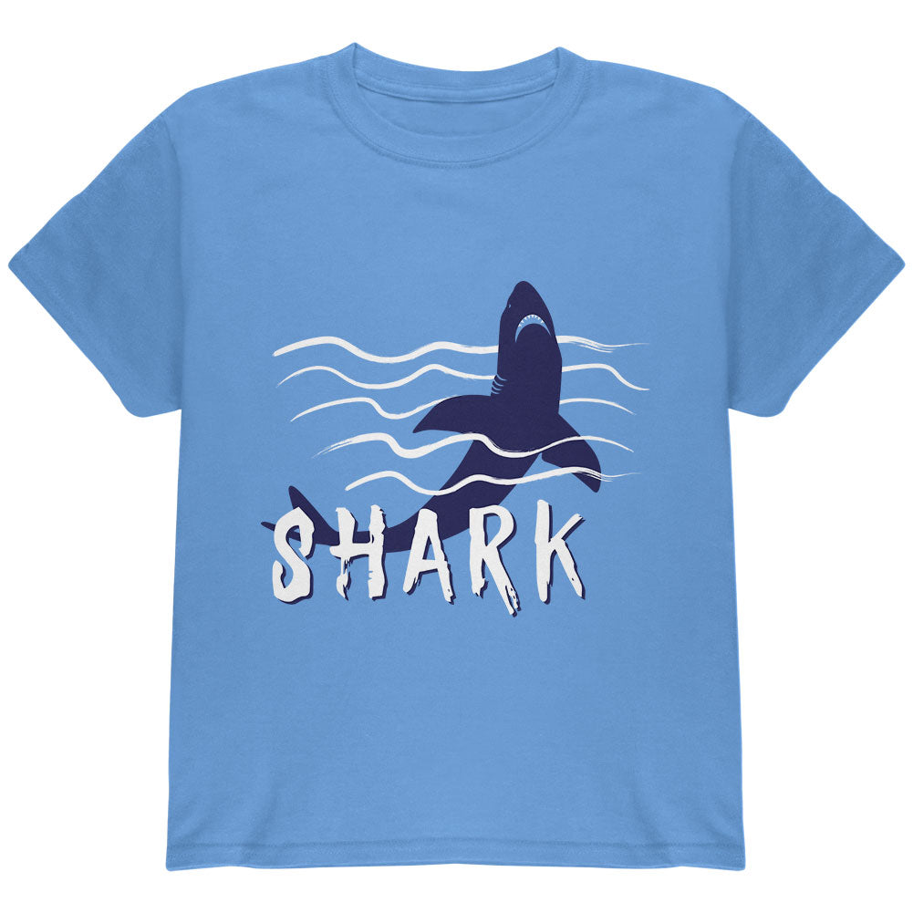 Summer Sun Shark Rising Waves Youth T Shirt Youth T-Shirts Old Glory YMD Carolina Blue