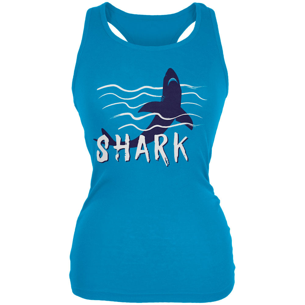 Summer Sun Shark Rising Waves Juniors Soft Tank Top Juniors Crop Tank Tops Old Glory 2XL Turquoise