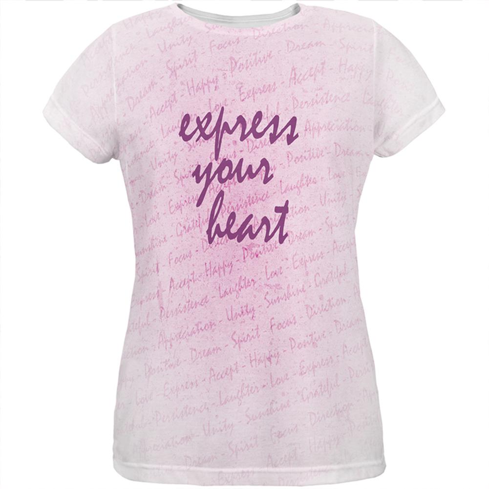 Inspirational Words Express Your Heart All Over Womens T Shirt Women's T-Shirts Old Glory 2XL Multi