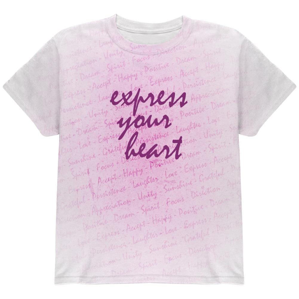 Inspirational Words Express Your Heart All Over Youth T Shirt Youth T-Shirts Old Glory LG Multi