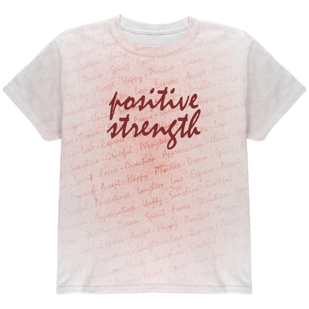 Inspirational Words Positive Strength All Over Youth T Shirt Youth T-Shirts Old Glory LG Multi