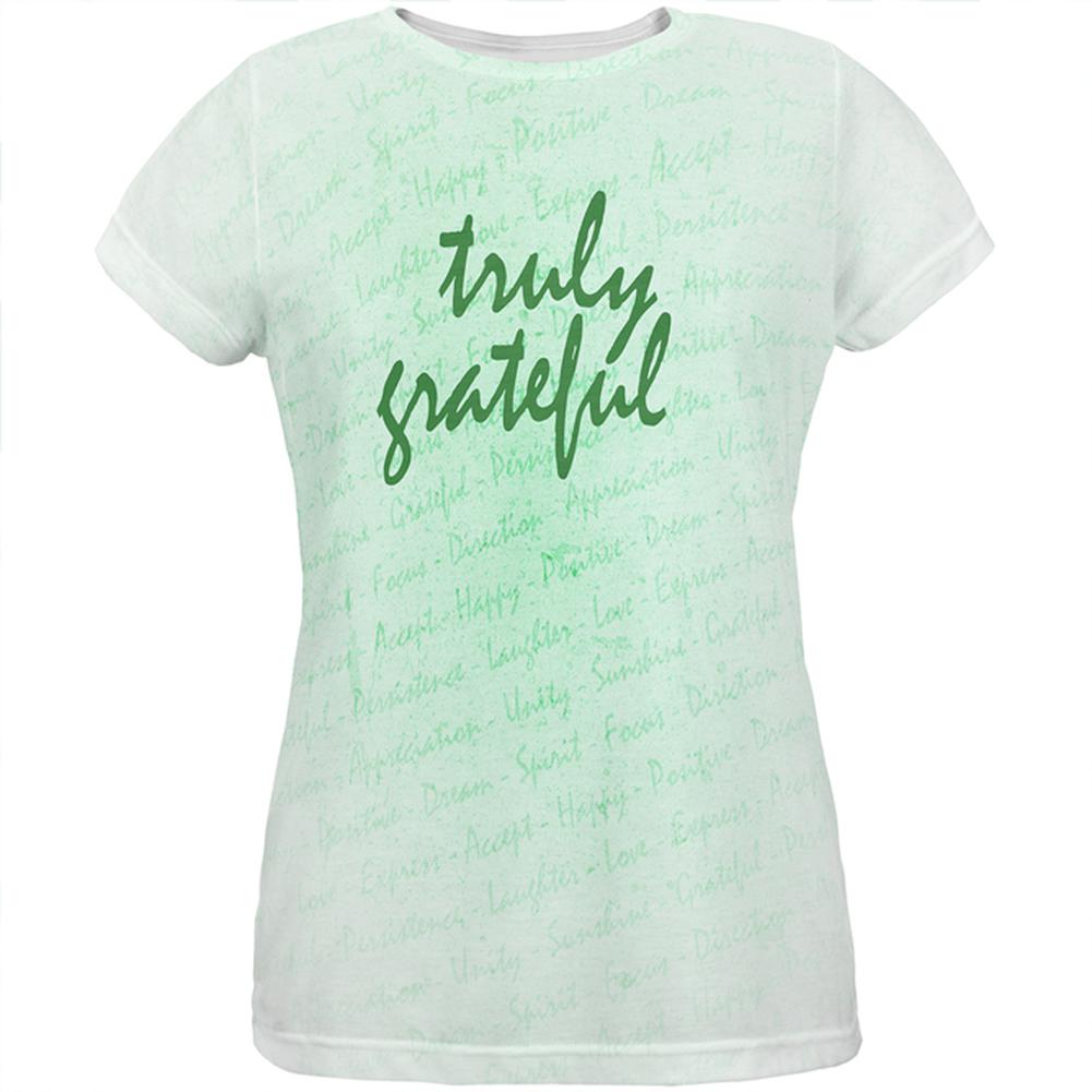Inspirational Words Truly Grateful All Over Womens T Shirt Women's T-Shirts Old Glory 2XL Multi