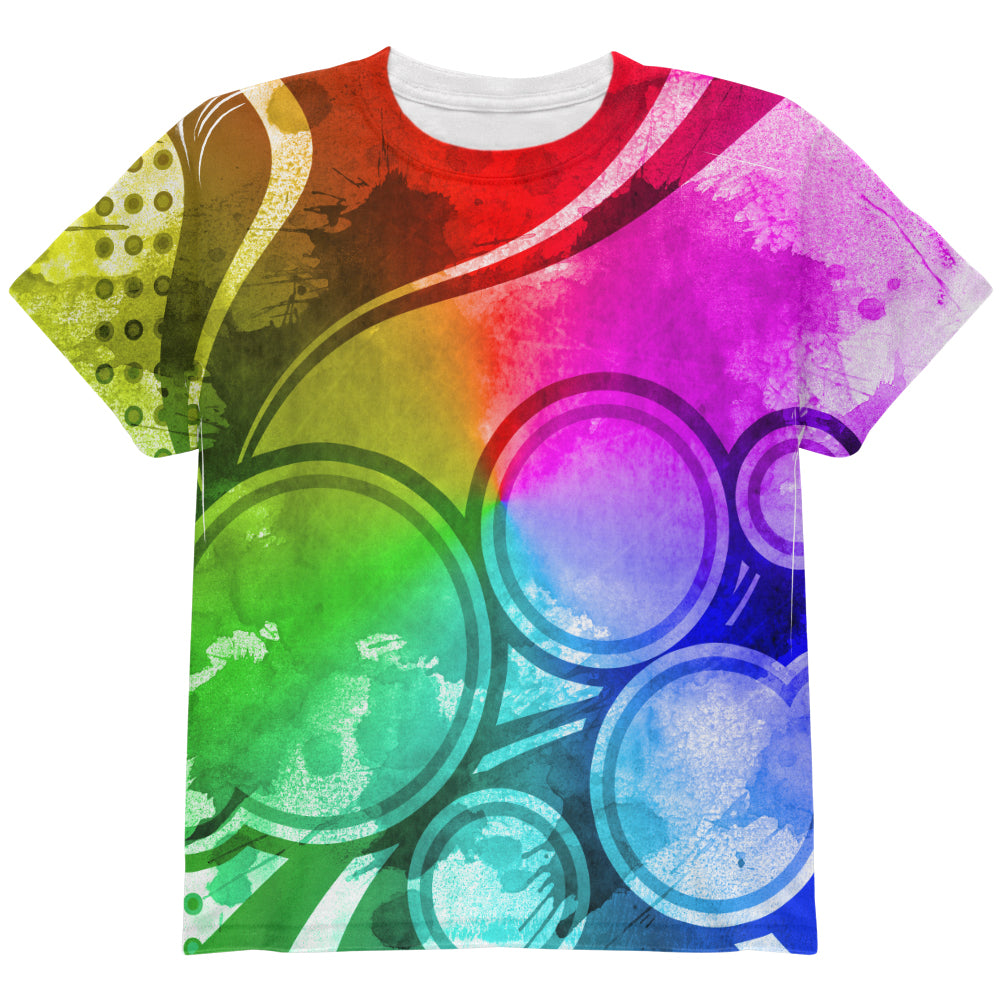 Art Deco Grunge Splatter All Over Youth T Shirt Youth T-Shirts global YLG Multi