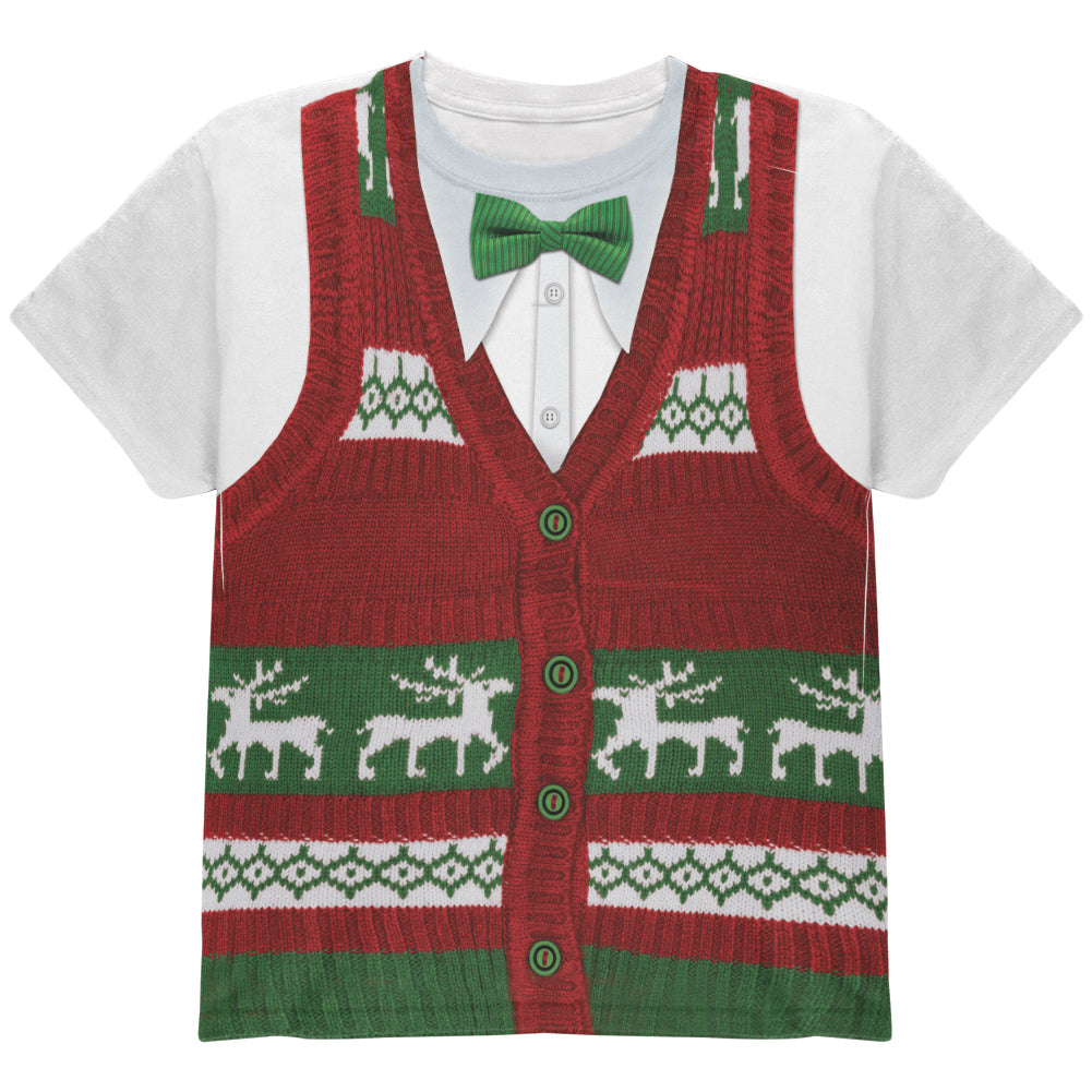 Christmas Holiday Sweater Vest All Over Youth T Shirt Youth T-Shirts Old Glory YLG Multicolored