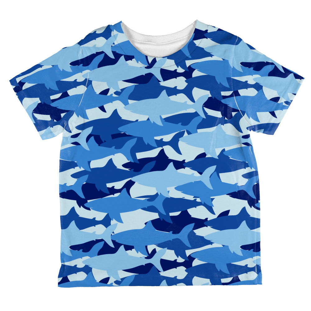 Great White Shark Camo All Over Toddler T Shirt Toddler T-Shirts Old Glory 2T Multi