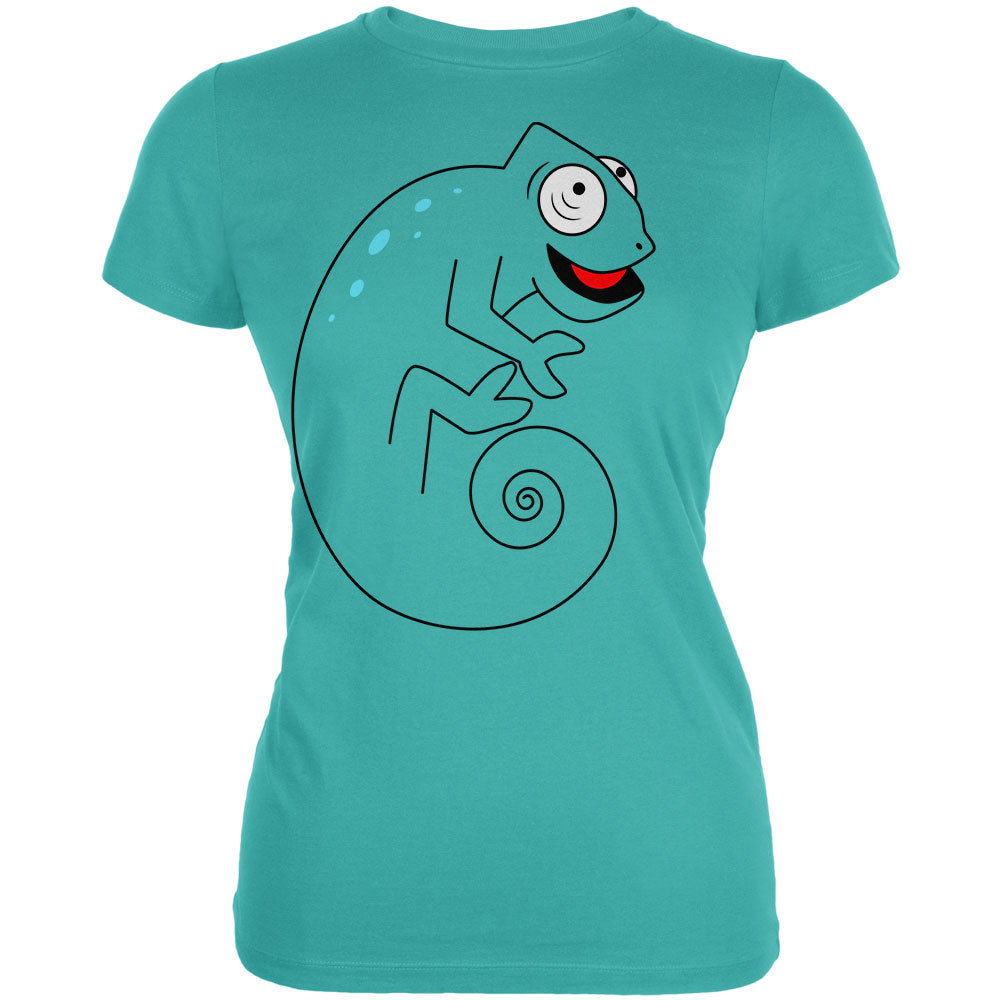 Chameleon Spiral Tail Juniors Soft T Shirt Juniors T-Shirts Old Glory LG Blue