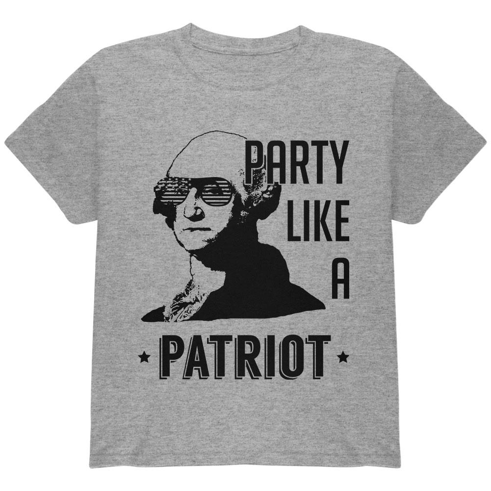4th of July Party like a Patriot Youth T Shirt Youth T-Shirts Old Glory LG Heather