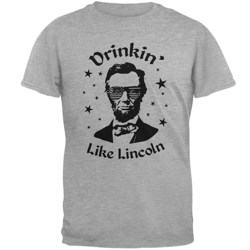 4th of July Drinkin' Like Lincoln Mens T Shirt Men's T-Shirts Old Glory 2XL Heather