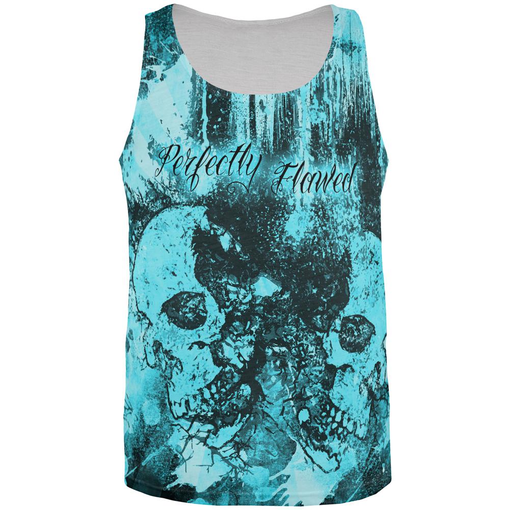 Perfectly Flawed Blue Dreaming Skulls All Over Mens Tank Top Men's Tank Tops Old Glory 2XL Multi