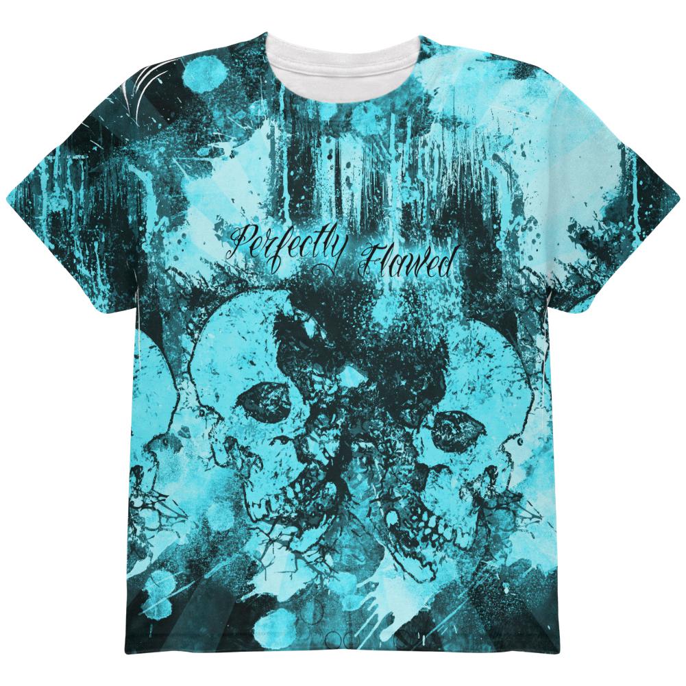 Perfectly Flawed Blue Dreaming Skulls All Over Youth T Shirt Youth T-Shirts Old Glory LG Multi