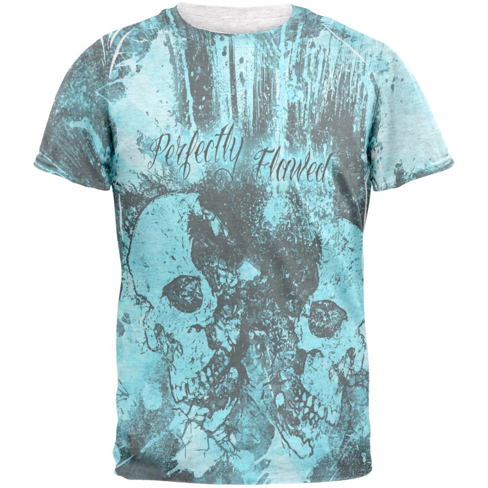 Perfectly Flawed Blue Dreaming Skulls Mens T Shirt Men's T-Shirts Old Glory 2XL Heather White