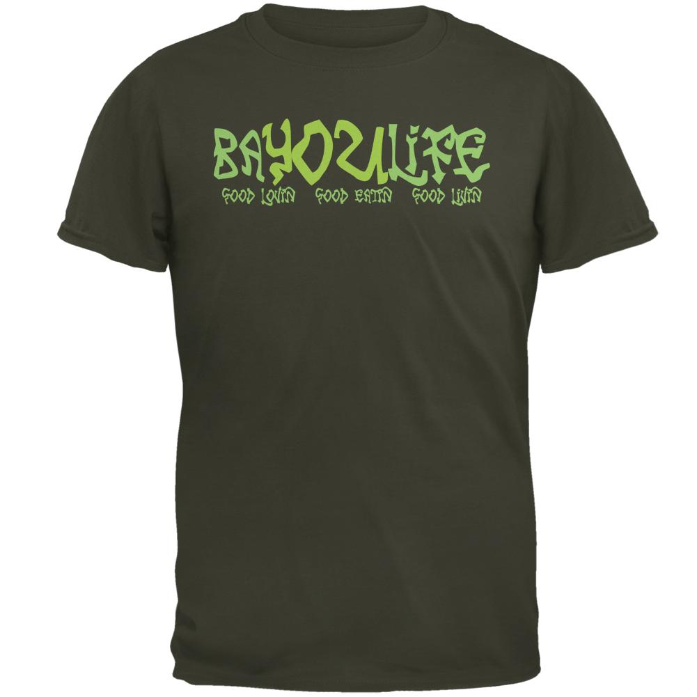 Bayou Life Cajun Louisiana Mens T Shirt Men's T-Shirts Old Glory 2XL Olive