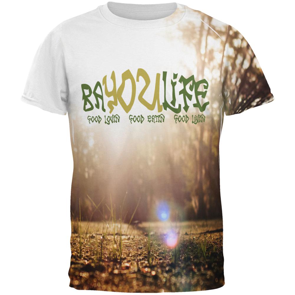 Bayou Life Swamp Sunrise Cajun Louisiana All Over Mens T Shirt Men's T-Shirts Old Glory 2XL Multi