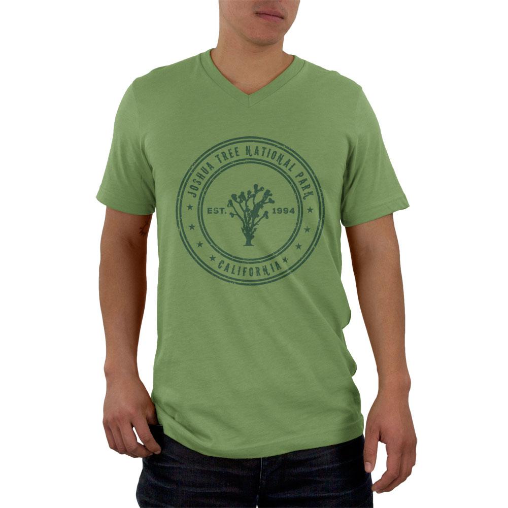 Joshua Tree National Park Vintage Mens V-Neck T Shirt Men's T-Shirts Old Glory 2XL Green