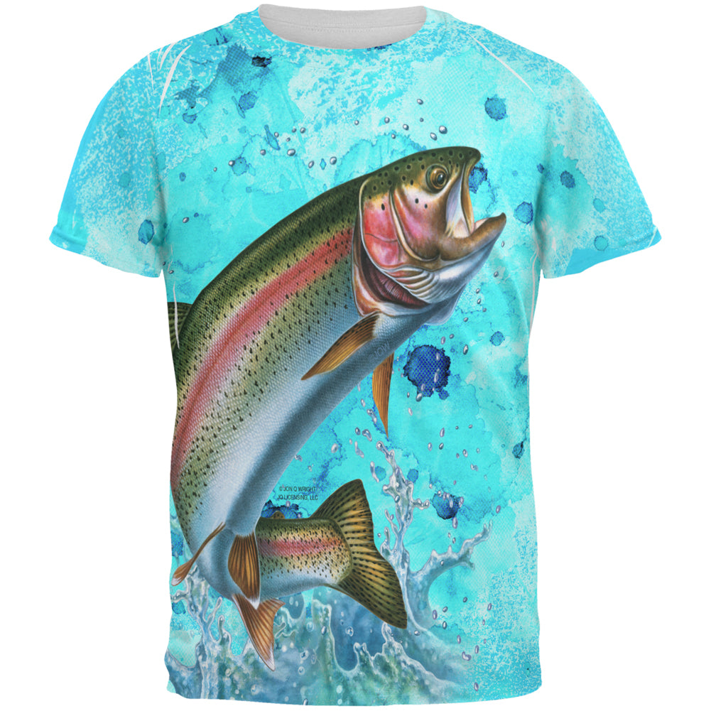 Rainbow Trout Jumping Splash All Over Mens T Shirt Men's T-Shirts Old Glory 2XL Multi