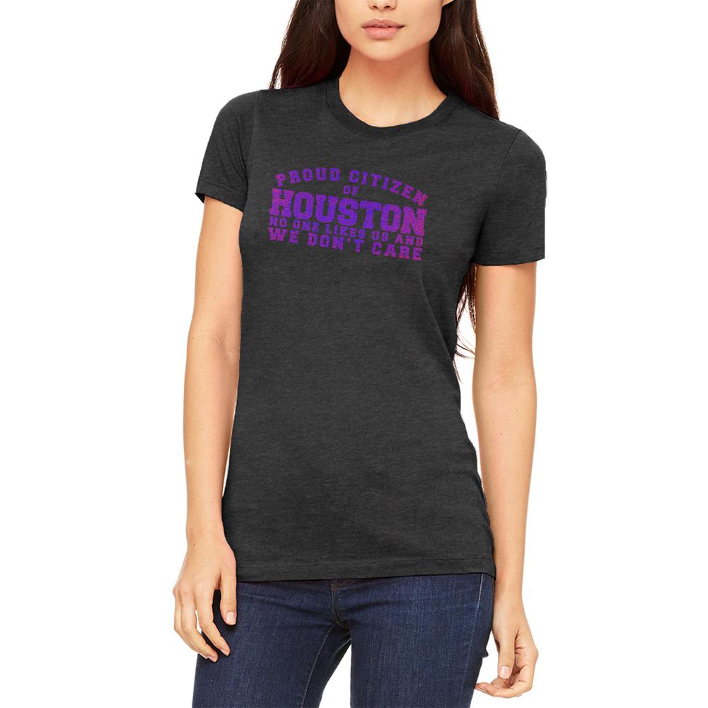 Proud No One Likes Houston Juniors Soft T Shirt Juniors T-Shirts Old Glory 2XL Heather Black