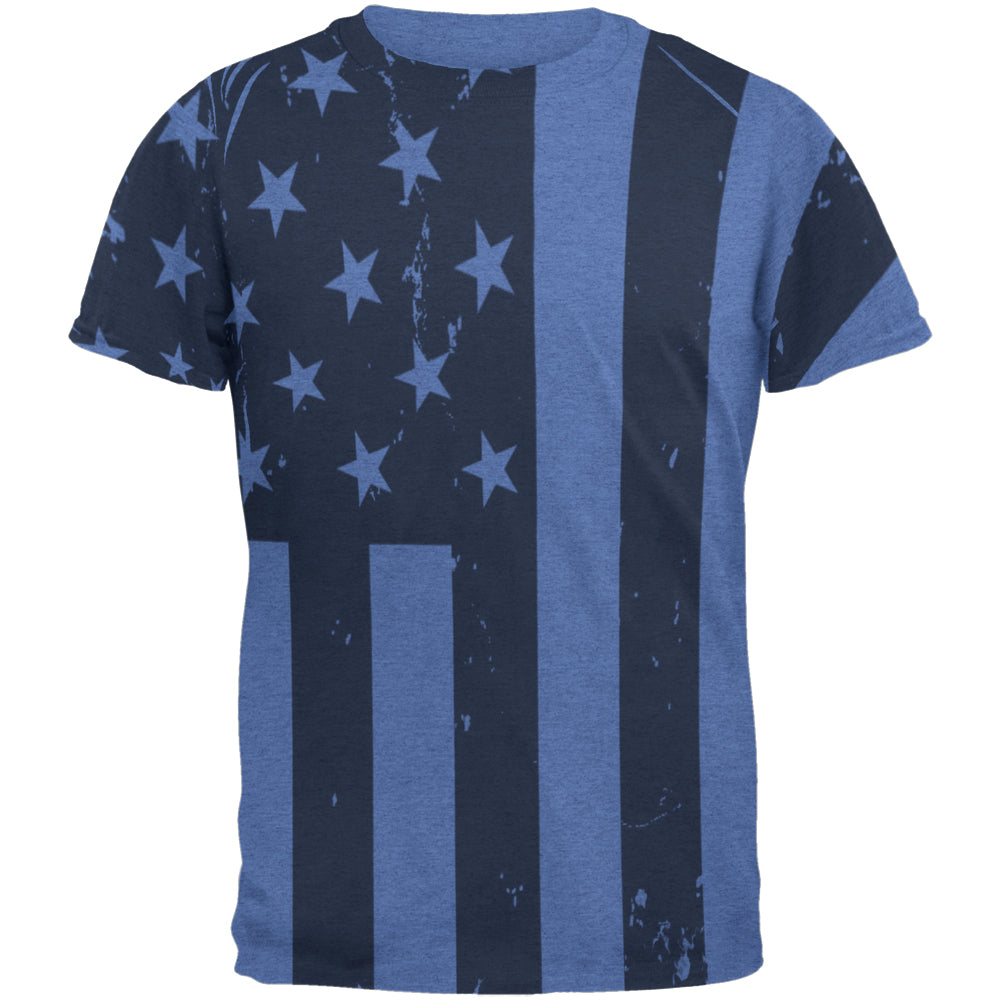 July 4th Black And White American Flag Mens T Shirt Men's T-Shirts Old Glory 2XL Heather Royal