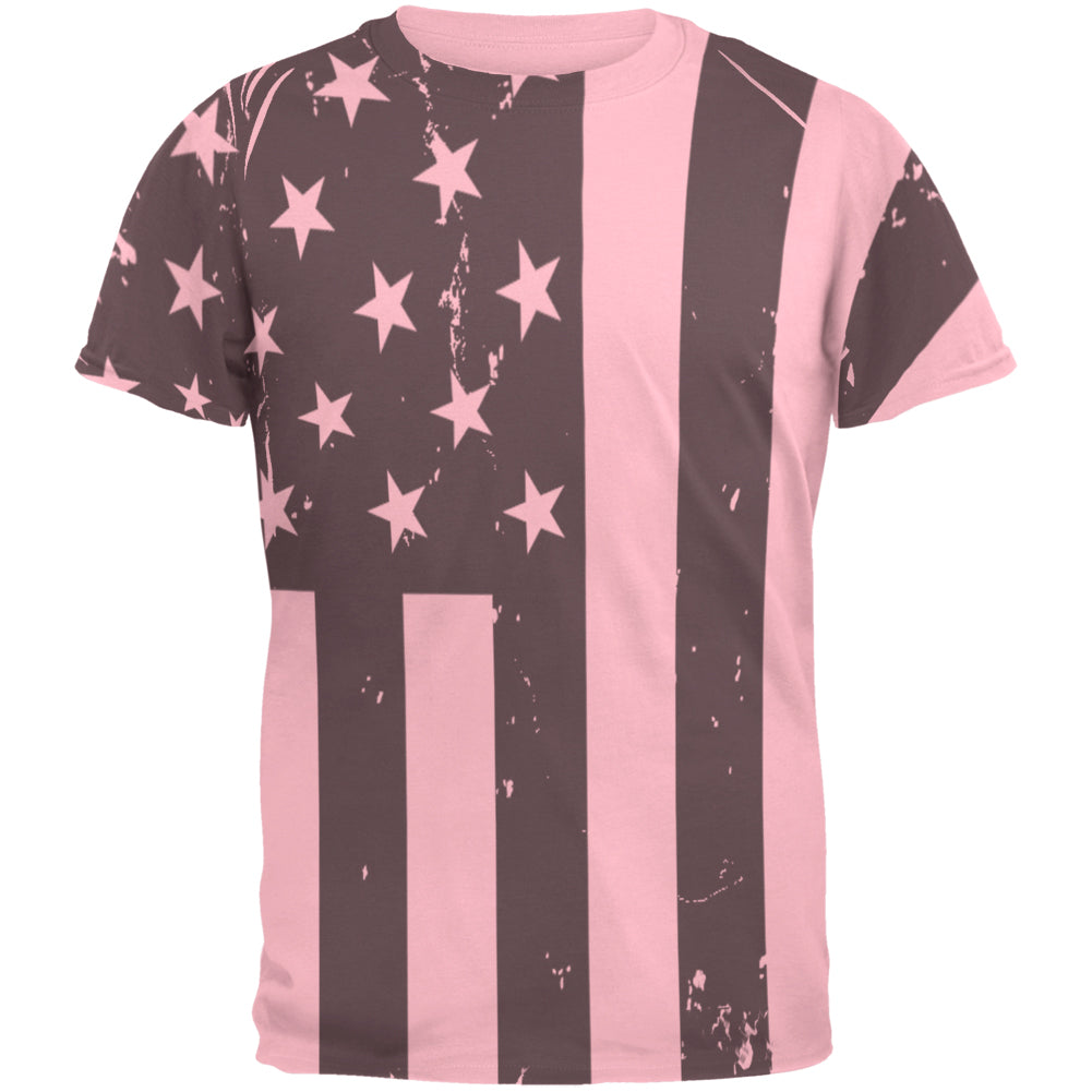 July 4th Black And White American Flag Mens T Shirt Men's T-Shirts Old Glory SM Pink