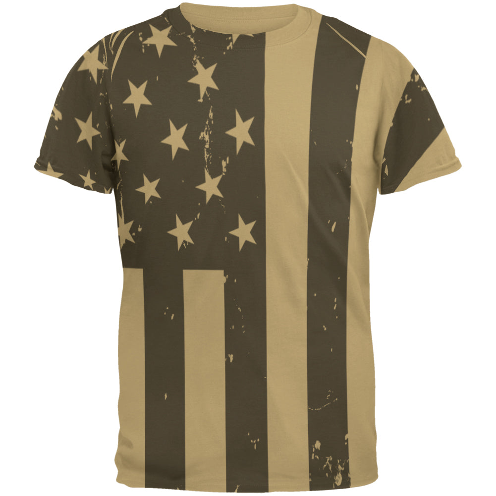 July 4th Black And White American Flag Mens T Shirt Men's T-Shirts Old Glory 2XL Tan