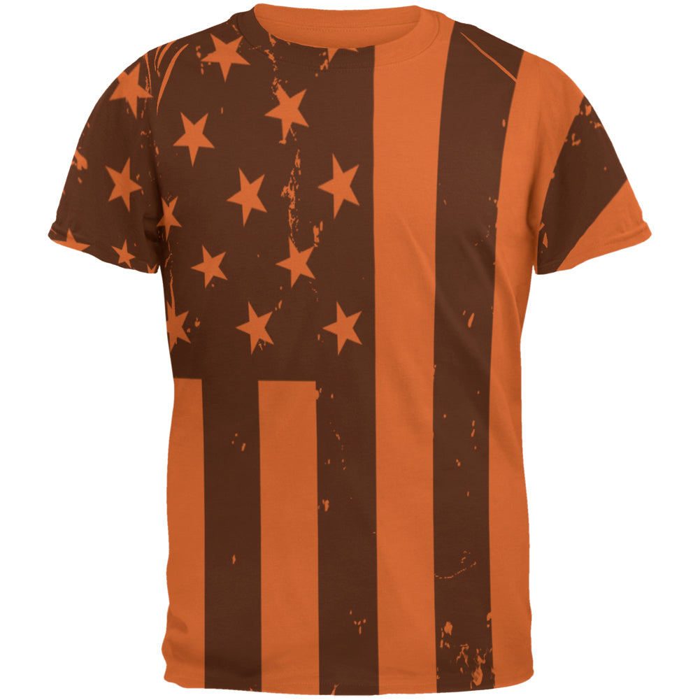 July 4th Black And White American Flag Mens T Shirt Men's T-Shirts Old Glory 2XL Texas Orange