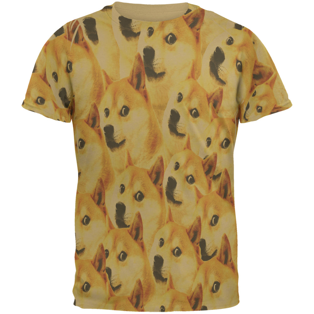 Happy Dog Doge Meme Mens T Shirt Men's T-Shirts Old Glory LG Tan