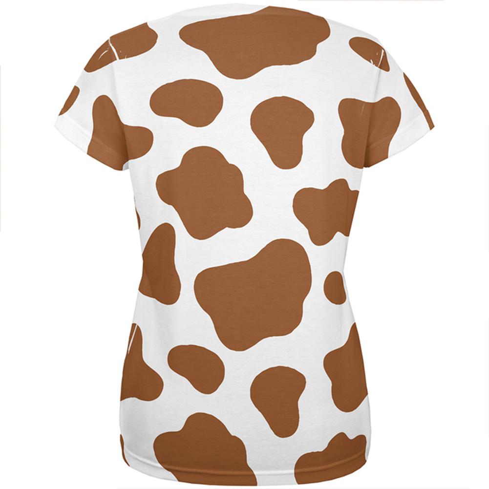 Halloween Costume Brown Spot Cow All Over Womens T Shirt Women's T-Shirts Old Glory