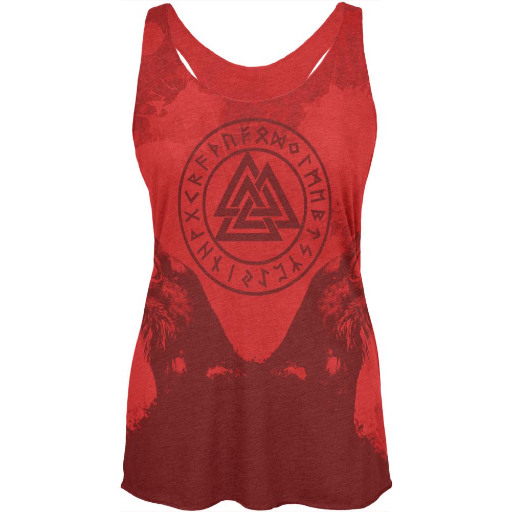 Berserker Viking's Blood Odin's Ravens Womens Soft Racerback Tank Top Women's Tank Tops Old Glory LG Vintage Red