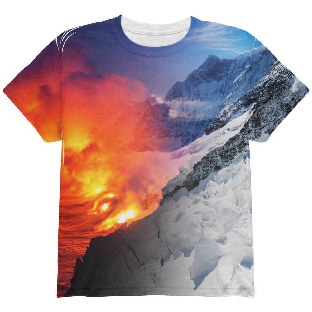 Extreme Nature Adventures Fire And Ice All Over Youth T Shirt Youth T-Shirts Old Glory LG Multi