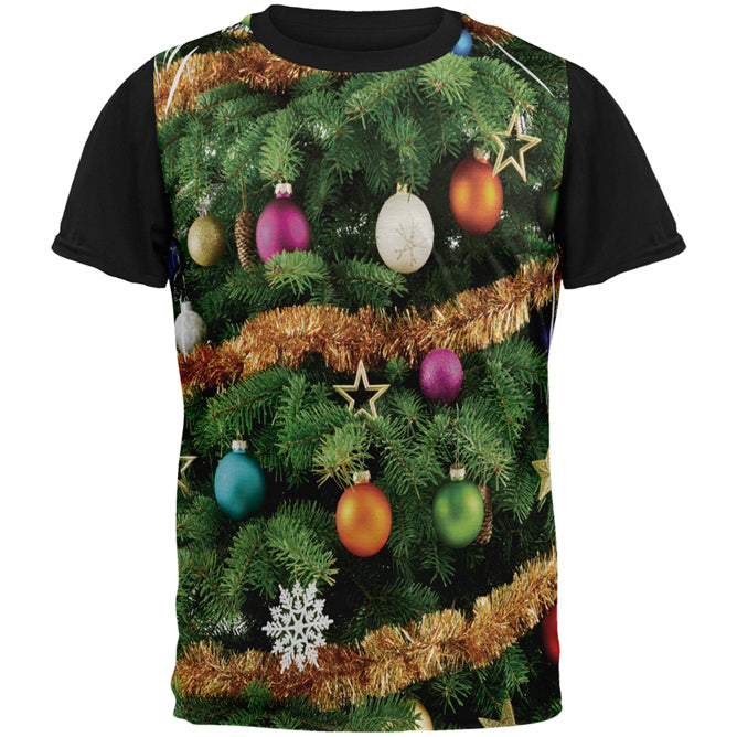 Christmas Tree Costume All Over Mens Black Back T Shirt Men's T-Shirts Old Glory SM Multi