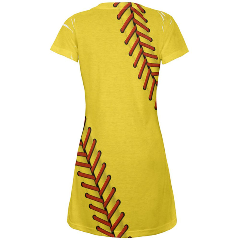 Softball Costume All Over Juniors Beach Cover-Up Dress Juniors Dresses Old Glory