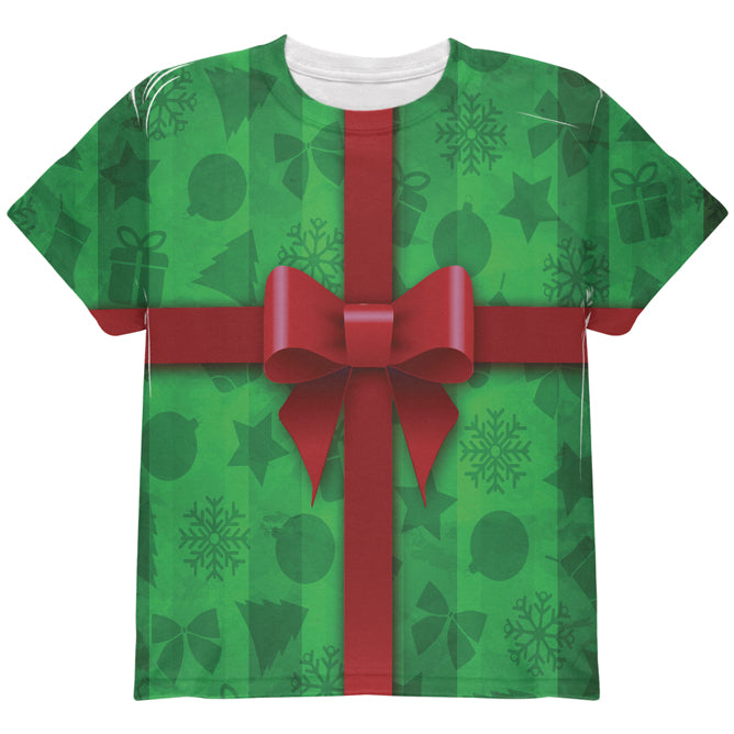 Green Christmas Present Costume All Over Youth T Shirt Youth T-Shirts Old Glory YLG Multicolored