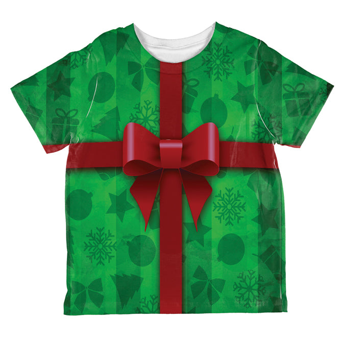 Red Christmas Present Costume All Over Toddler T Shirt Multicolored