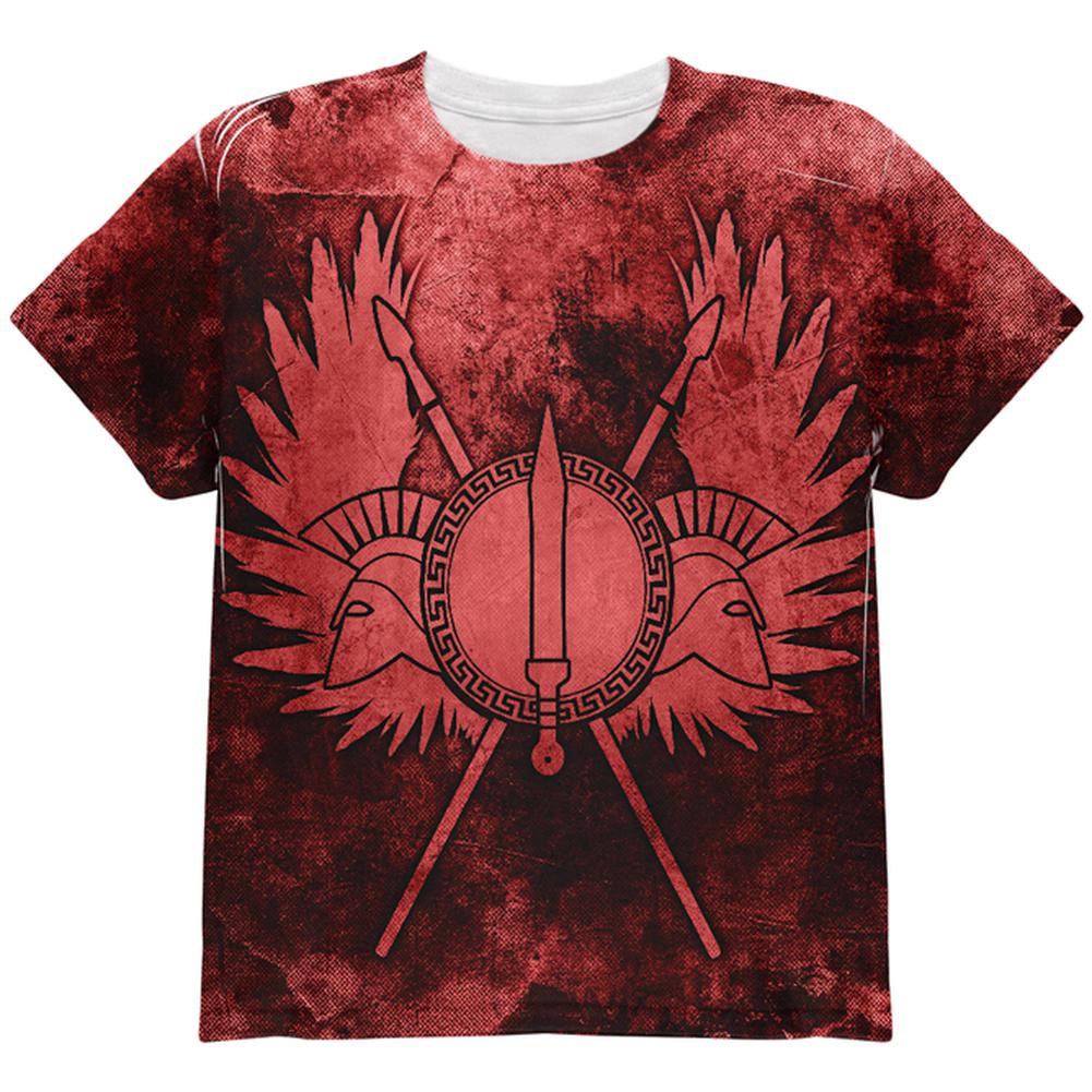 Spartan Greek Warrior Gladiator All Over Youth T Shirt Youth T-Shirts Old Glory LG Multi