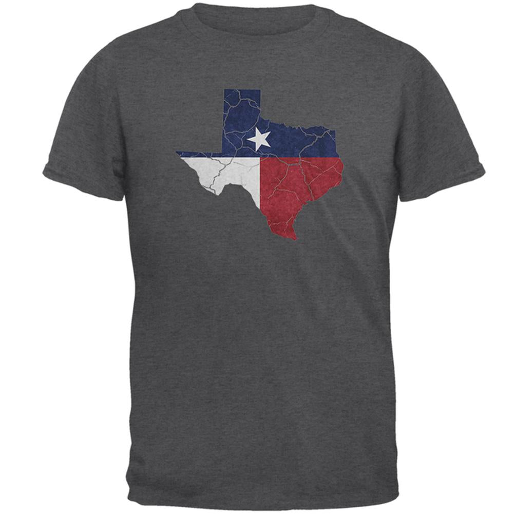 Texas State Flag Distressed Silhouette Mens T Shirt Men's T-Shirts Old Glory 2XL Dark Heather