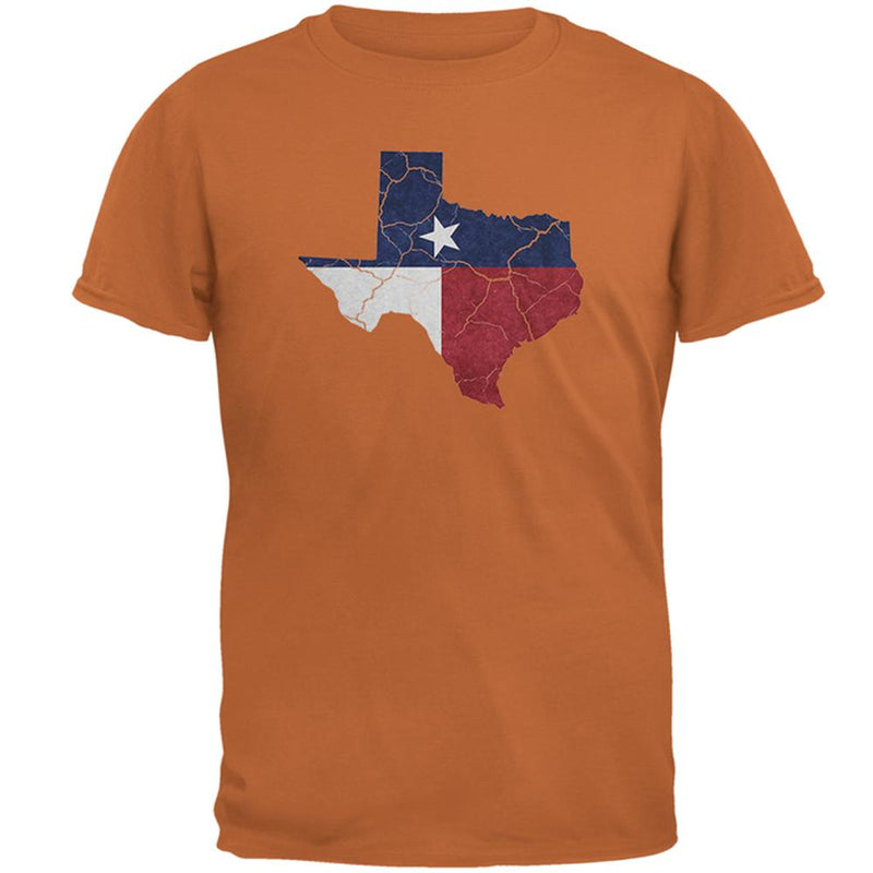 Texas State Flag Distressed Silhouette Mens T Shirt Men's T-Shirts Old Glory 2XL Texas Orange