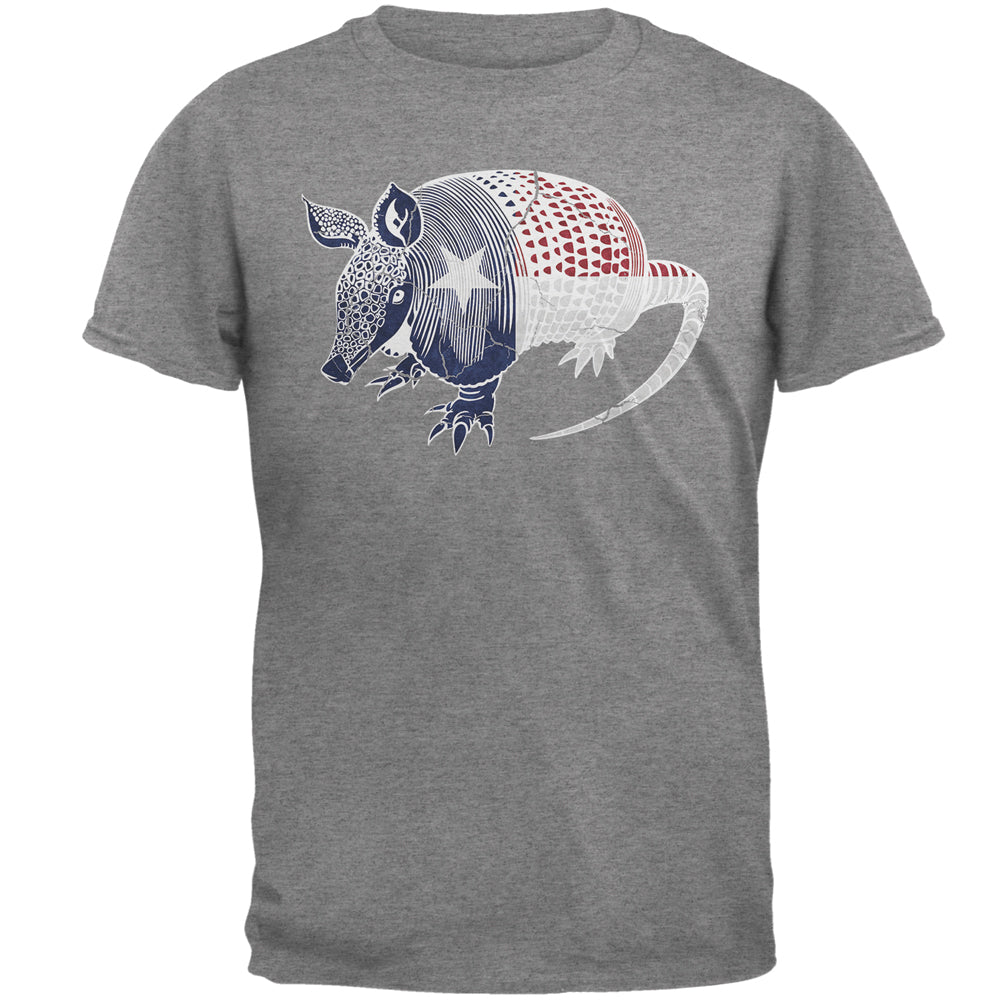 Armadillo Texas State Flag Distressed Silhouette Mens T Shirt Men's T-Shirts Old Glory LG Graphite