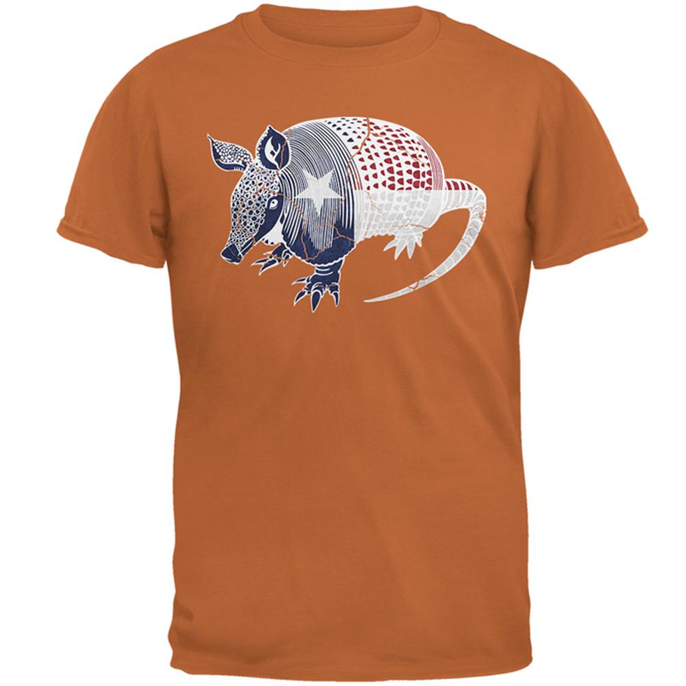 Armadillo Texas State Flag Distressed Silhouette Mens T Shirt Men's T-Shirts Old Glory 2XL Texas Orange