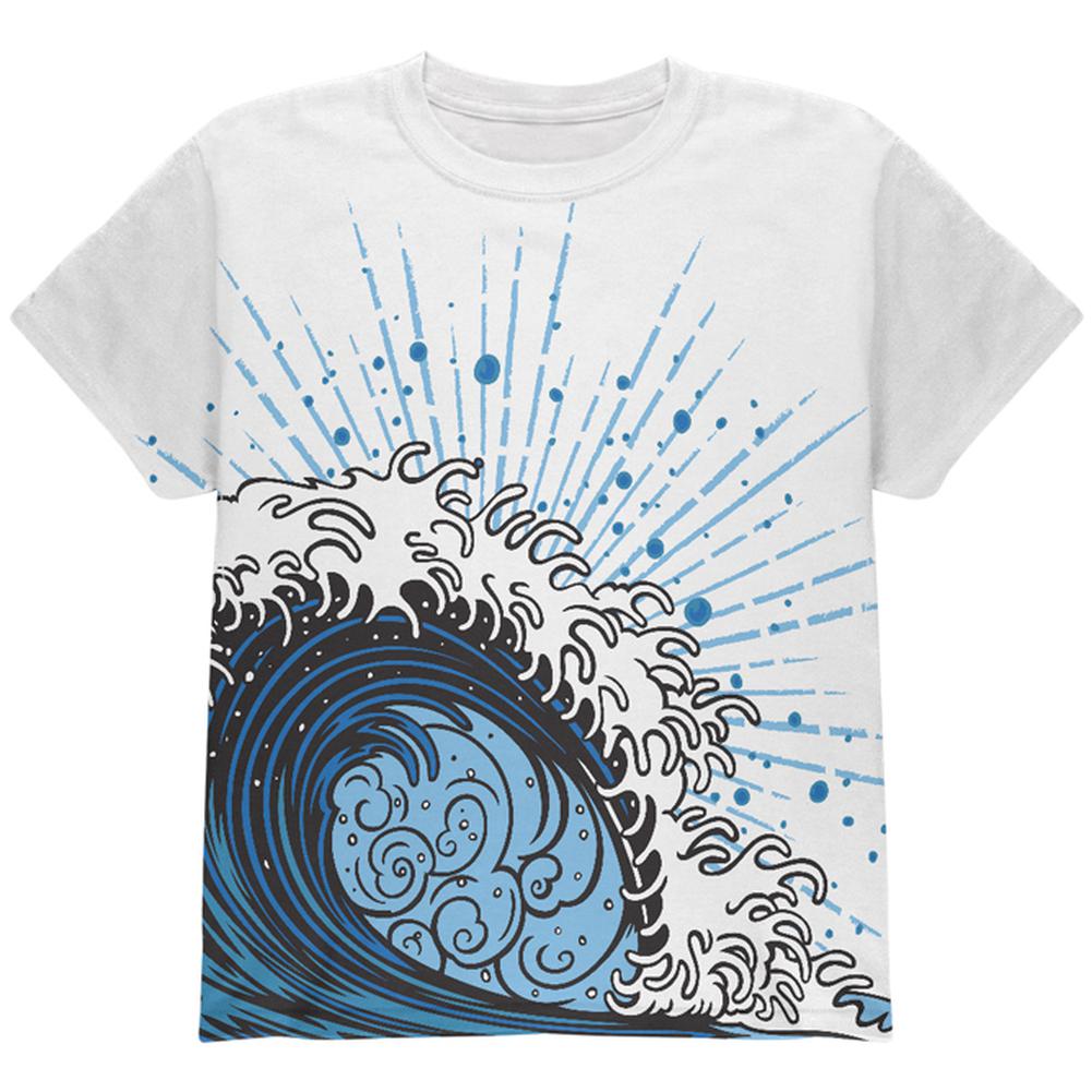 Summer Asian Wave Japanese Tsunami All Over Youth T Shirt Youth T-Shirts Old Glory LG Multi